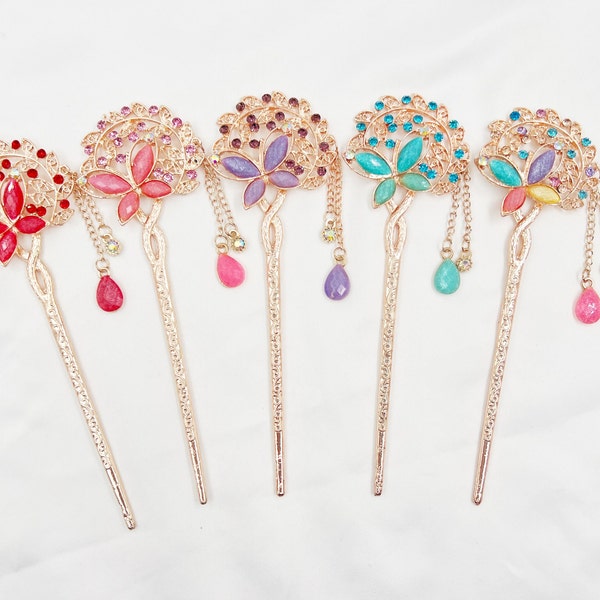 Rhinestone Hair Stick, Chinese Hair Chopsticks Hairpin Chignon Pin for Women Girls