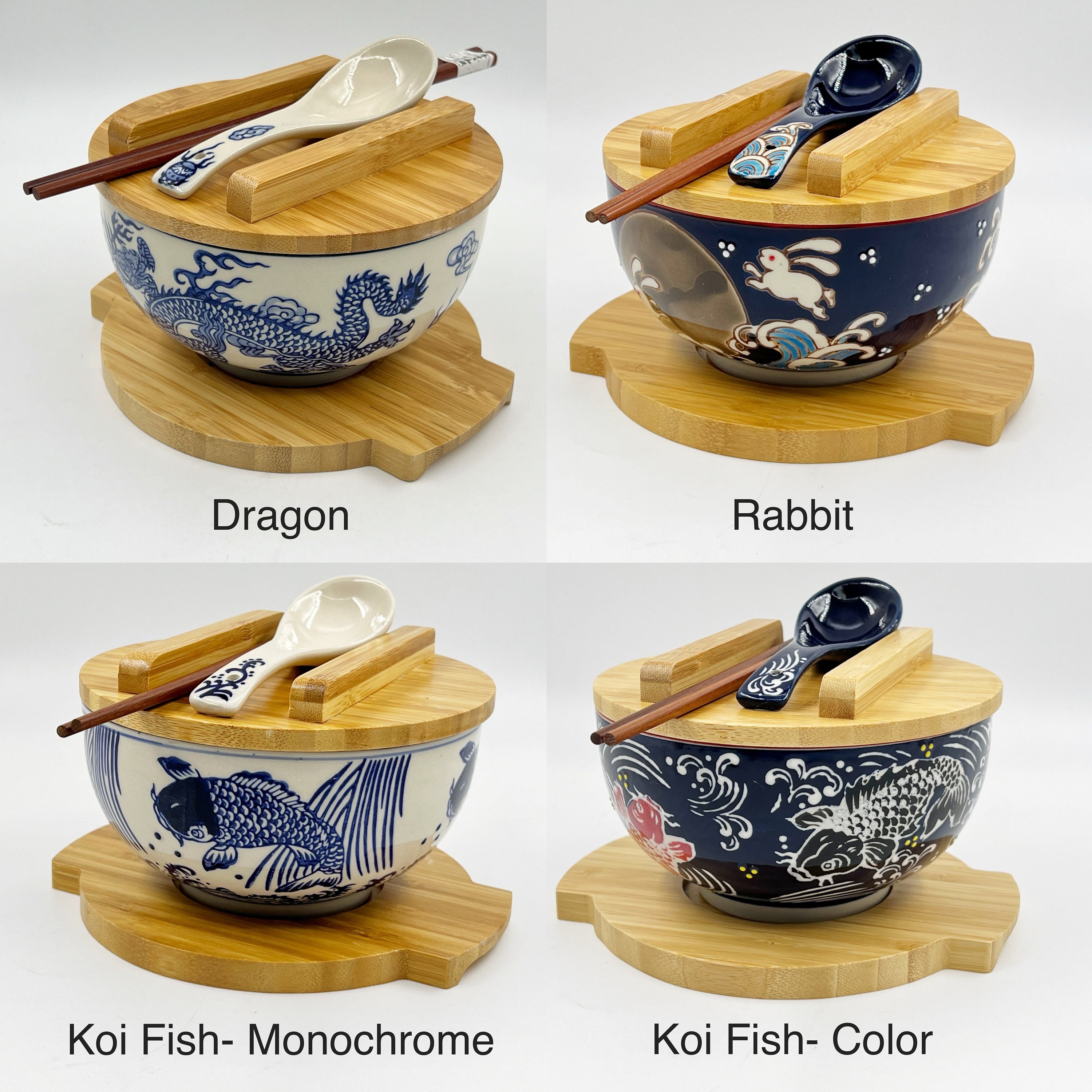 Whitenesser Microvavable Soup Bowl with Lid, Japanese Style Microwavable Ceramic Noodle/Soup Bowls Lid with and Handles (Cyan)
