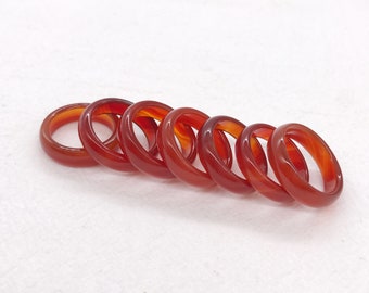6mm Red Agate Carnelian Solid Band Ring