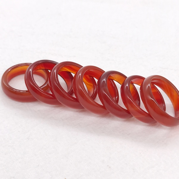 6mm Red Agate Carnelian Solid Band Ring