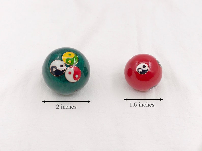 Baoding Balls, Chinese Health Exercise Massage Balls with Box, Hand Exercise Balls 2 inches/ 1.6 inches image 2
