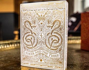 Joker and the Thief - White and Gold Luxury Custom Poker Playing Cards