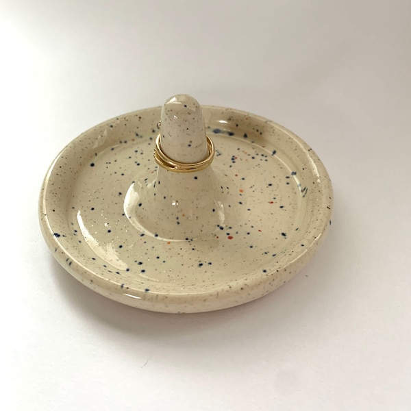 Ceramic Ring Holder, Handmade Ring Dish, Speckled Ceramic Ring Dish