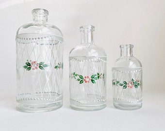 Vintage Handpainted Chanille France Glass Bottle Collections