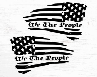 American Flag We The People Decals - Pair of Decals - Premium Vinyl - Subdued/Reversed