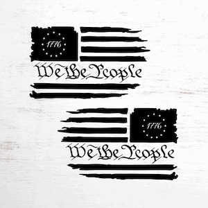 American Flag We The People 1776 Decals - Pair of Decals - Premium Vinyl - Subdued/Reversed