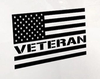 American Flag Veteran Decal - Premium Vinyl - Cars/Trucks