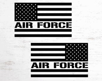 American Flag Air Force Decals - Pair of Decals - Premium Vinyl - Subdued/Reversed