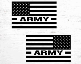 American Flag Army Decals - Pair of Decals - Premium Vinyl - Subdued/Reversed