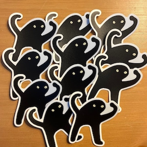Cursed Cat: Funny Black Cat Meme Sticker