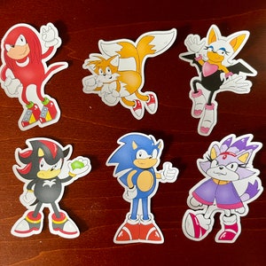 Classic Sonic The Hedgehog Stickers: Sonic, Tails, Knuckles, Shadow, Blaze, Rouge