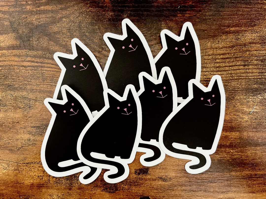 Black Cat Waterproof Vinyl Sticker - Etsy