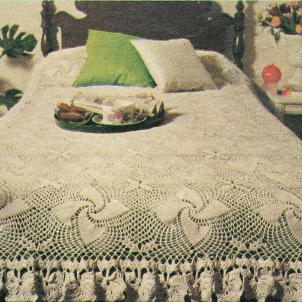 Catherine Wheel Bedspread Crochet Pattern Retro Style Bed Cover