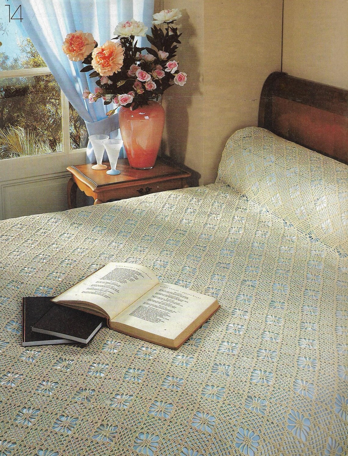 Country House Bedspread Crochet Pattern Retro Style Bed Cover Etsy