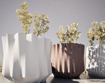 Faceted Vase 3D Model: Folding Design Set of 4 STL Files