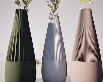 Boho Textured Pointed Vase 3D Model: STL 3MF Files for 3D Printing Set of 3 STL Files