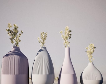 Boho Vase 3D Model STL File: Set of 4 STL, 3MF Files Textured