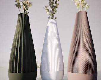 Boho Textured Pointed Vase 3D Model: STL 3MF Files for 3D Printing Set of 4 STL Files