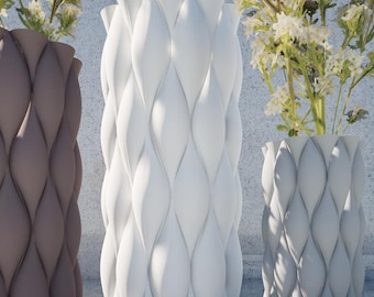 Wave Pattern Vase 3D Model STL File for 3D Printing