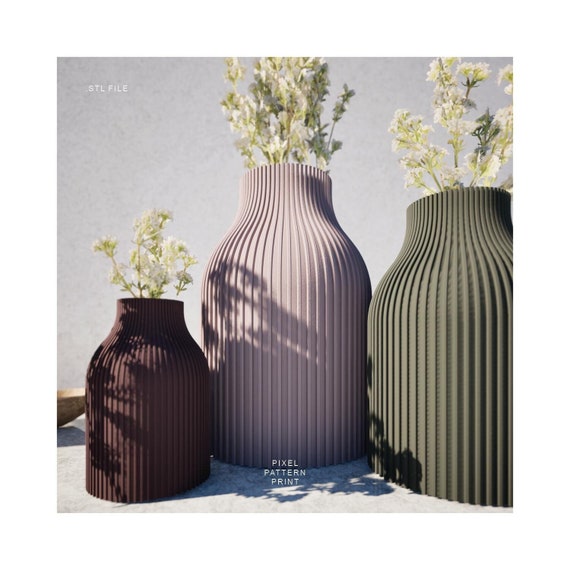 Bottle Vase 3D Model STL File for 3D Printing Set of 4 STL Files