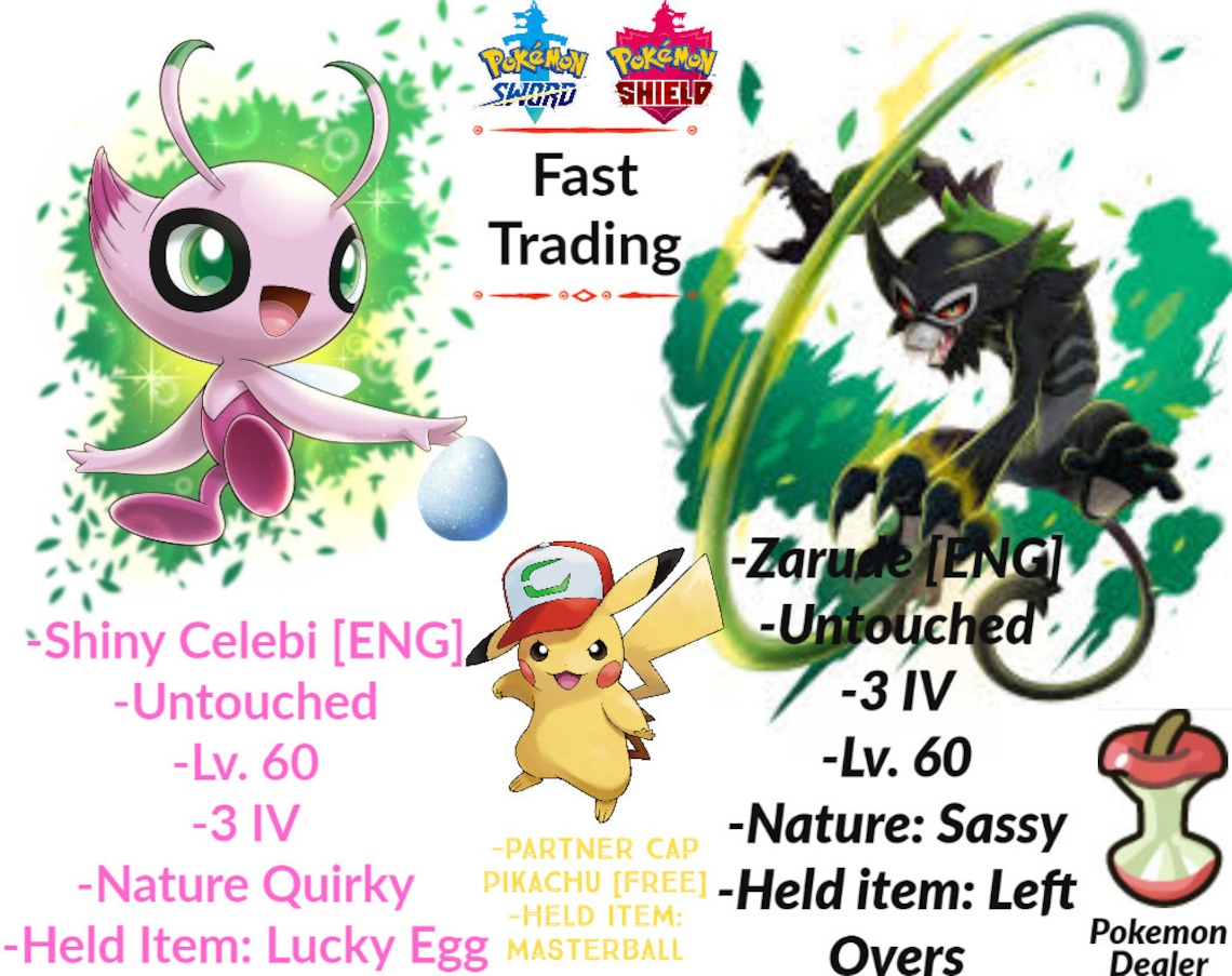 Pokémon Sword and Shield Shiny Celebi Zarude English Etsy