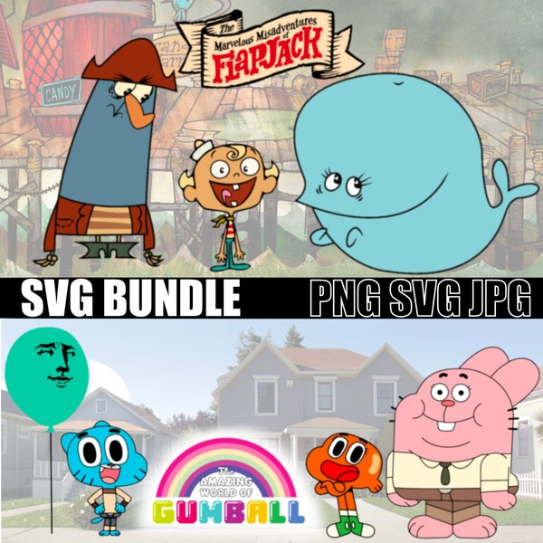 The Misadventures of Flapjack & The Amazing World of Gumball SVG Bundle