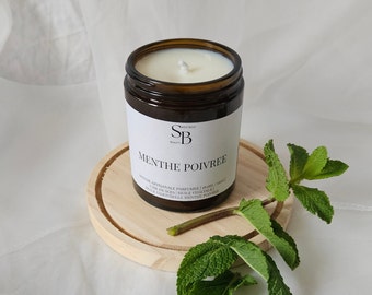 Handcrafted Natural Peppermint Scented Candle - A Refreshing Breeze for Your Home