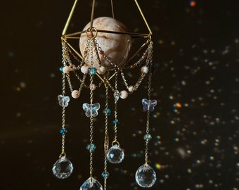 Blue Moonstone Sphere Suncatcher