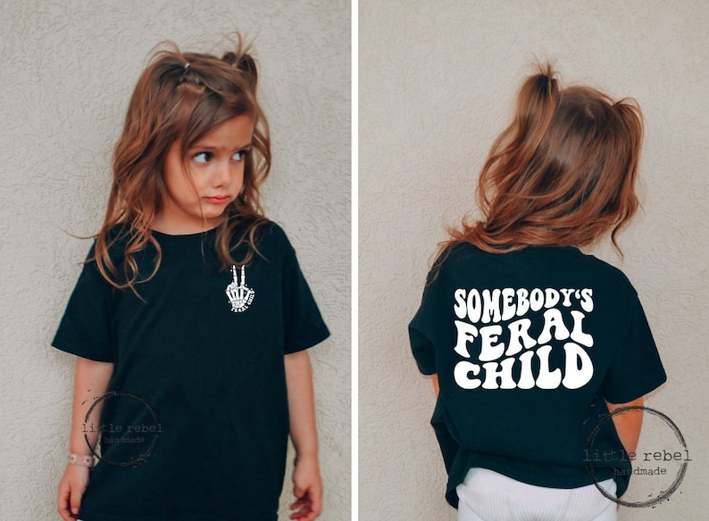 Somebody's Feral Child // toddler t shirt, youth shirt, kids t shirt, unisex, skull hand, kids clothes image 1