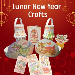 Chinese New Year Kids Activities, Lunar New Year Crafts Printable and Coloring Page Bundle, Year of the Dragon 2024, Kindergarten Preschool