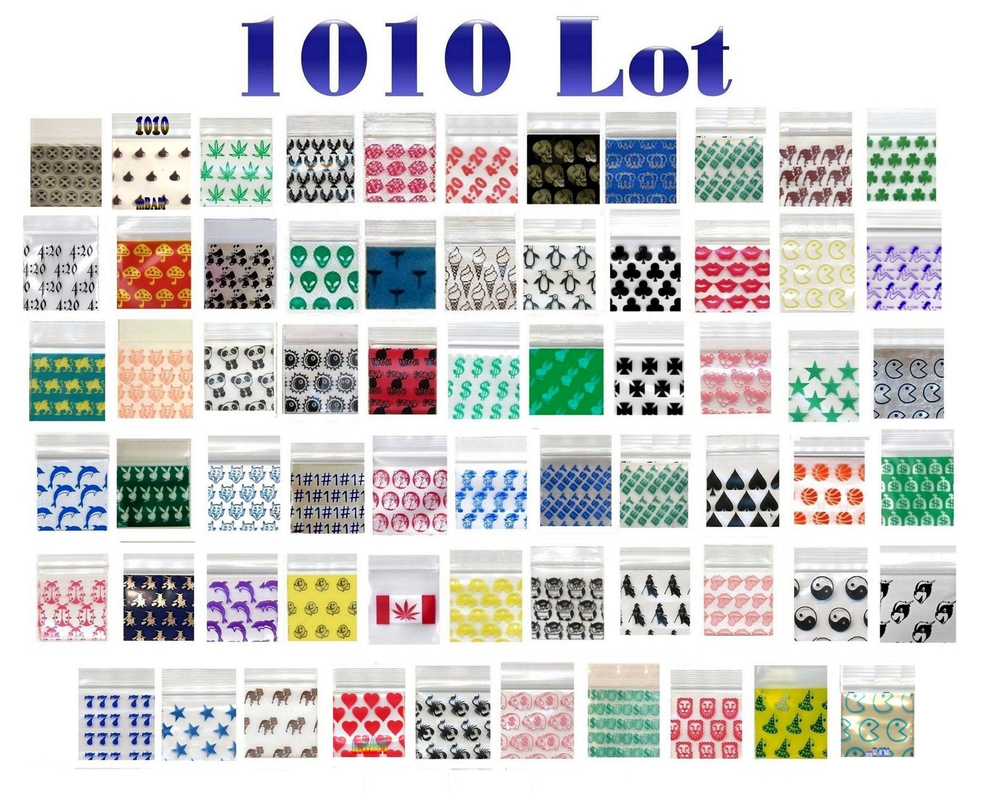 1010 DESIGN LOT of Apple Mini Zip Baggies 1.0x1.0