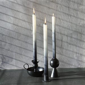 Hexagon Beeswax Taper Candles: 13&quot; Black Ombré, Dripless Pair