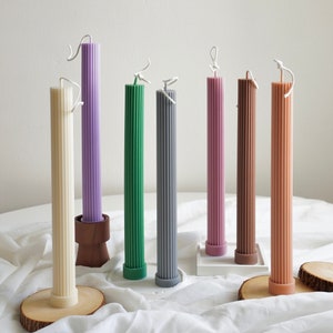 Handmade Roman Column Candle: Soy & Beeswax Taper Candle