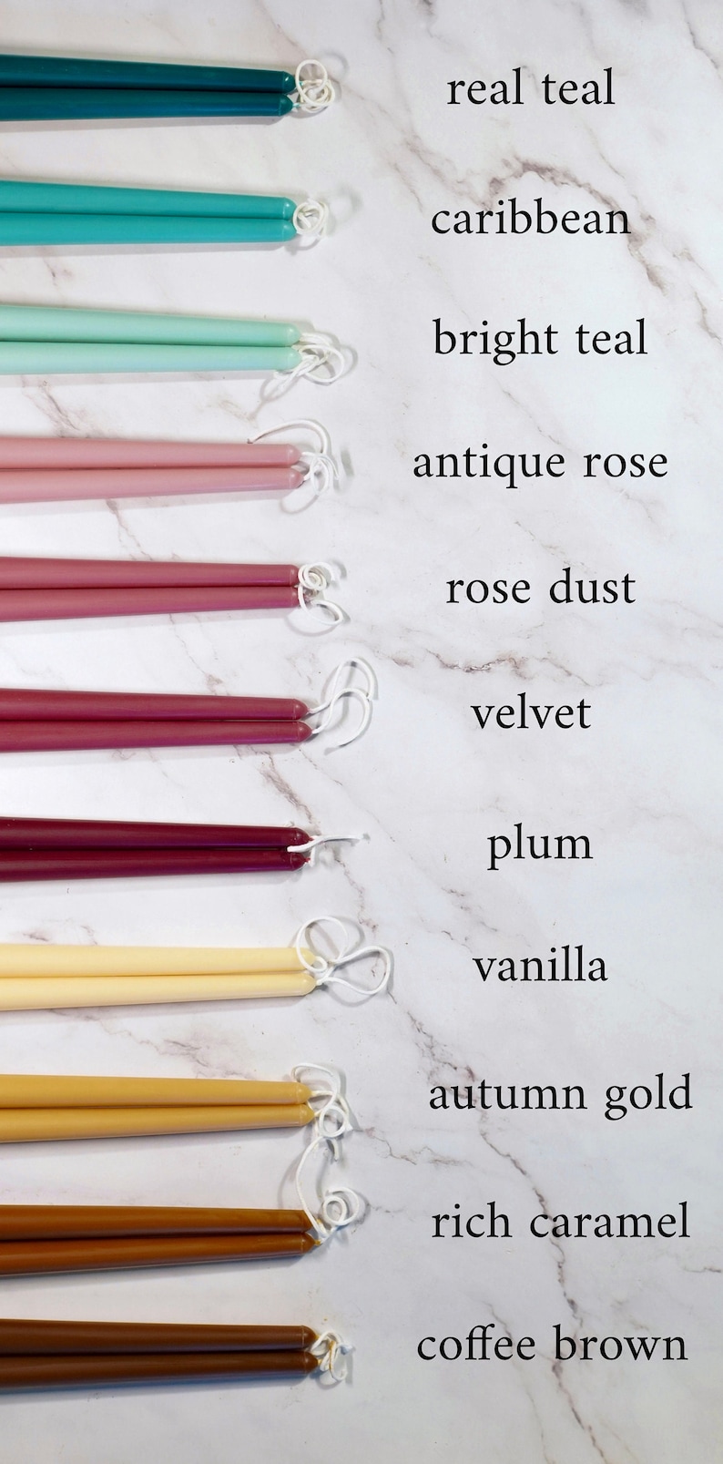 Dripless Earthy Color Taper Candles / Handmade Natural Candles Etsy