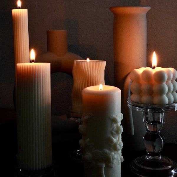 Floral Pillar Candle/ Soy wax Candle / Beeswax Candle/ Rose Corolla Pillar/Unity candle wedding/ Natural candle/ Handmade candles