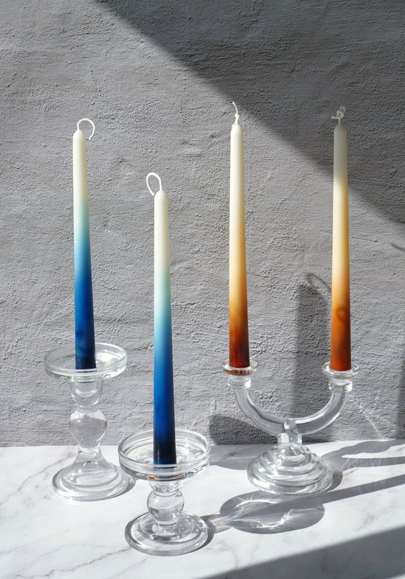 Ombré Dripless Taper Candles / Handmade Natural Candles / Beeswax candles /soywax candles /Home Deco / Gift candles /Dripless taper candles image 1