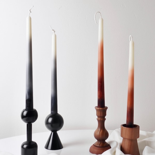 Handmade Ombré Dripless Taper Candles: Beeswax Soy Blend