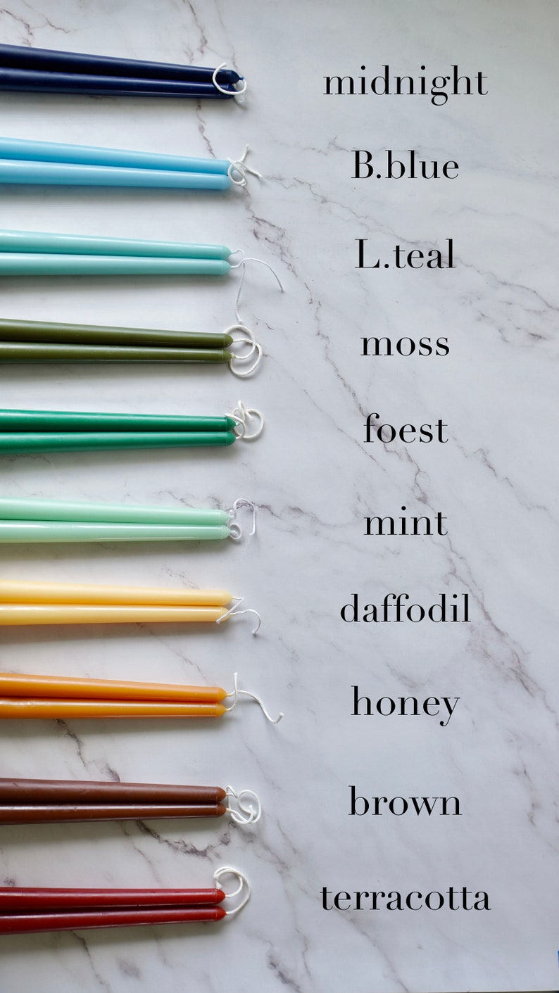 Dripless Earthy Color Taper Candles / Handmade Natural Candles Etsy
