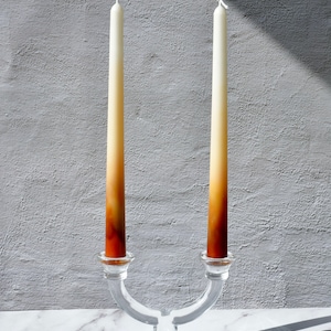 Ombré Dripless Taper Candles / Handmade Natural Candles / Beeswax candles /soywax candles /Home Deco / Gift candles /Dripless taper candles Orange Ombré