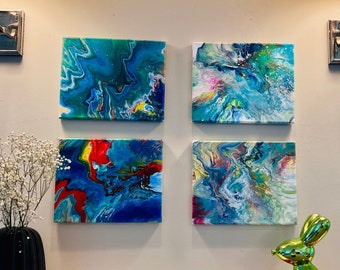 Acrylic Pour Painting Set: Modern Fluid Art on Canvas (10x8)