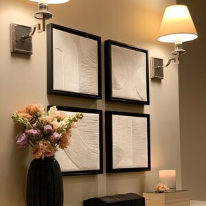 Handmade Framed Abstract Plaster Wall Art: Modern Minimalist Decor