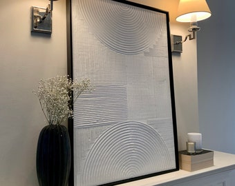 Handmade Textured Plaster Wall Art: Framed Modern Minimalist Decor