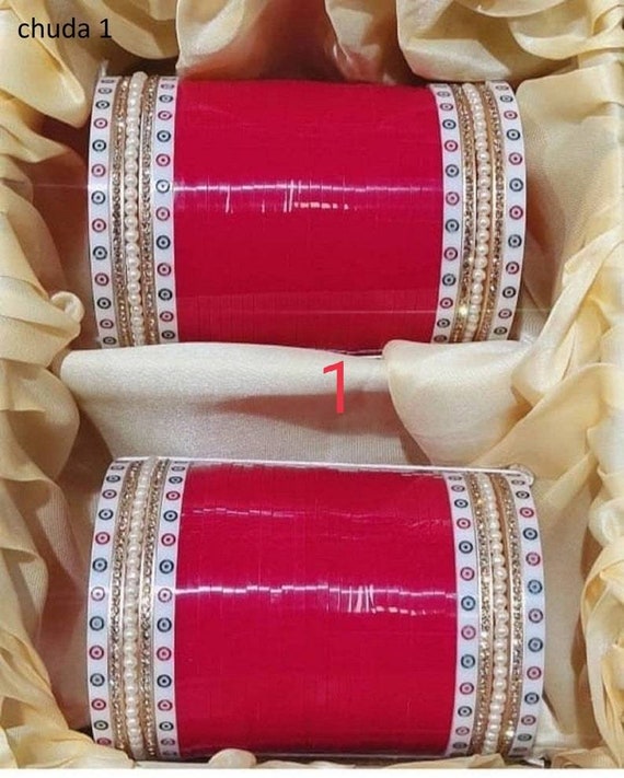 Red Maroon Chuda Beautiful Bridal Bangles Set Panjabi Chuda