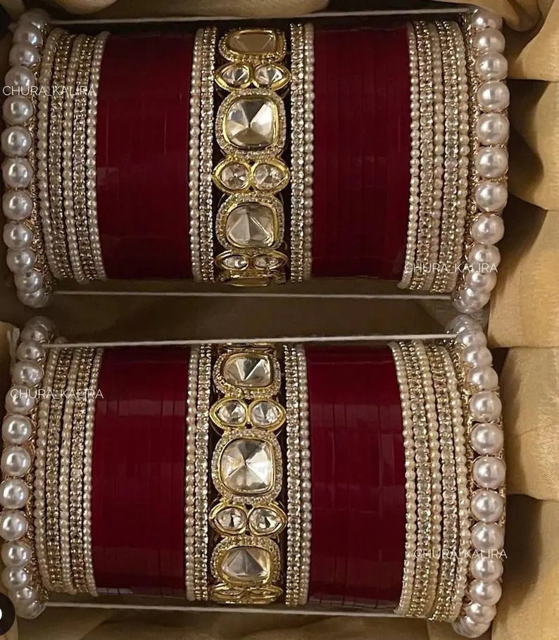 Red Punjabi Chuda Bridal Chuda Maroon Chuda Dulhan Chuda
