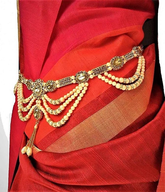Stylish Gold Polished Pearl Kamarpatta 