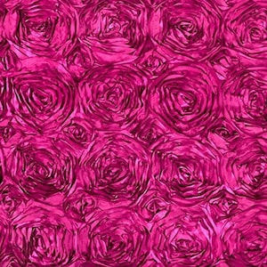 Fuchsia Satin Rosette Fabric | Prom | Quinceañera | Bridal Fabric | Clothing Decoration | Sold By Yard