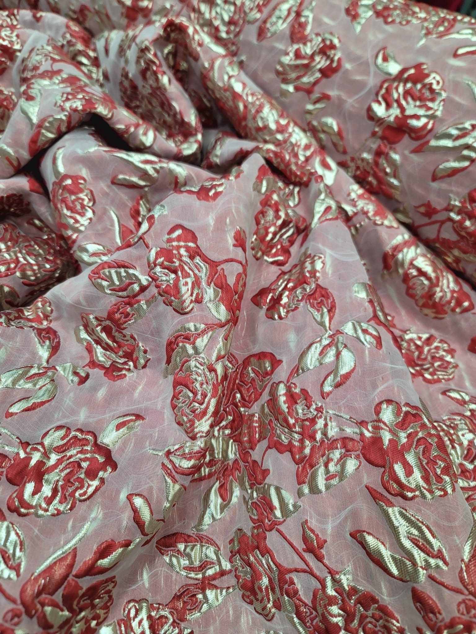 Rosewood Red/Gold Silk Brocade JV-1219 Fabric main image 0