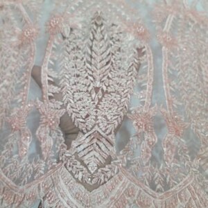 STICHED FLORAL EMBROIDERY CLEAR SEQUIN LACE MESH  | 22201-SEQUIN