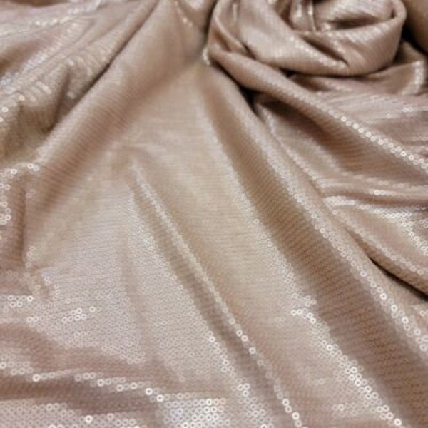 Champagne Gold Sequin Fabric-by The Yard, Sequin Fabric Embroidery Jersey Knit