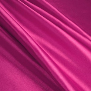 Fuchsia Charmeuse Satin Fabric | Fuchsia Stretch Satin| Crafts Fabric | 58” Wide Silky, Bridal | Bridal | Flowy Drees Clothing | Sold ByYard